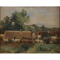 thumbnail image 3 of Gustave Henri Colin 24x20 Black Modern Framed Museum Art Print Titled - A Village (ca 1880), 3 of 5