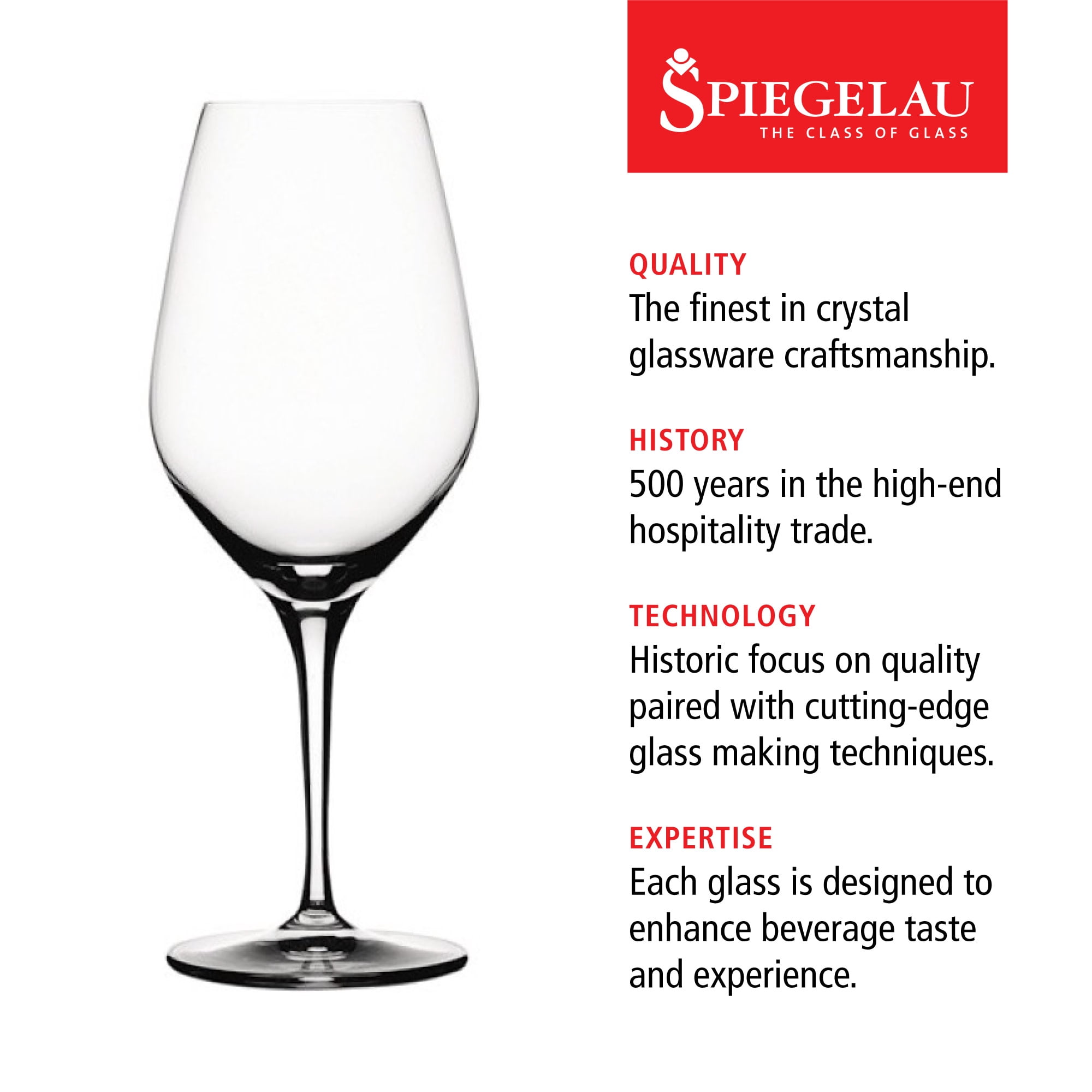 Spiegelau Rosé Wine Glasses, Set of 4, European-Made Lead-Free Crystal, Classic Stemmed, Dishwasher Safe, Professional Quality White Wine Glass Gift Set, 17 oz