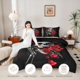thumbnail image 3 of Homewish Vintage Death Skull Twin Comforter Sets,Goth Romantic Rose Bedding Set,Halloween Duvet,Black Reversible,2-Piece,1 Comforter and 1 Pillowcase, 3 of 7