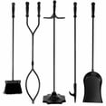thumbnail image 3 of Costway Juego de 5 Herramientas para Chimenea de Hierro Forjado de Plata Conjunto de Utensilios de Chimenea Tenaza Poker Pala Escoba, 3 of 7