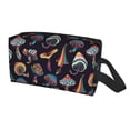 thumbnail image 2 of Goofa Colorful Mushrooms in Doodle Style Printed Toiletry Bag with Handle,Large Capacity Travel Makeup Cosmetic Bag for Women, Carry on Airport Airline Compliant Bag, 2 of 9