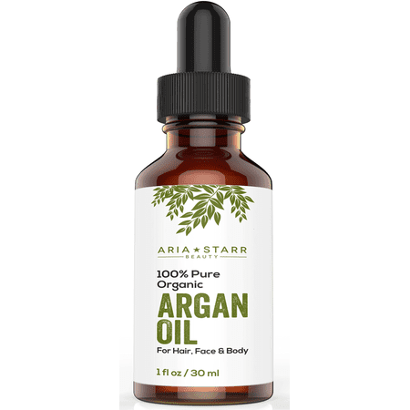 Aria Starr ORGANIC Argan Oil For Hair, Skin, Face, Nails, Beard & Cuticles - Best 100% Pure Moroccan Anti Aging, Anti Wrinkle Beauty Secret, Certified Cold Pressed (The Best Anti Aging Products 2019)