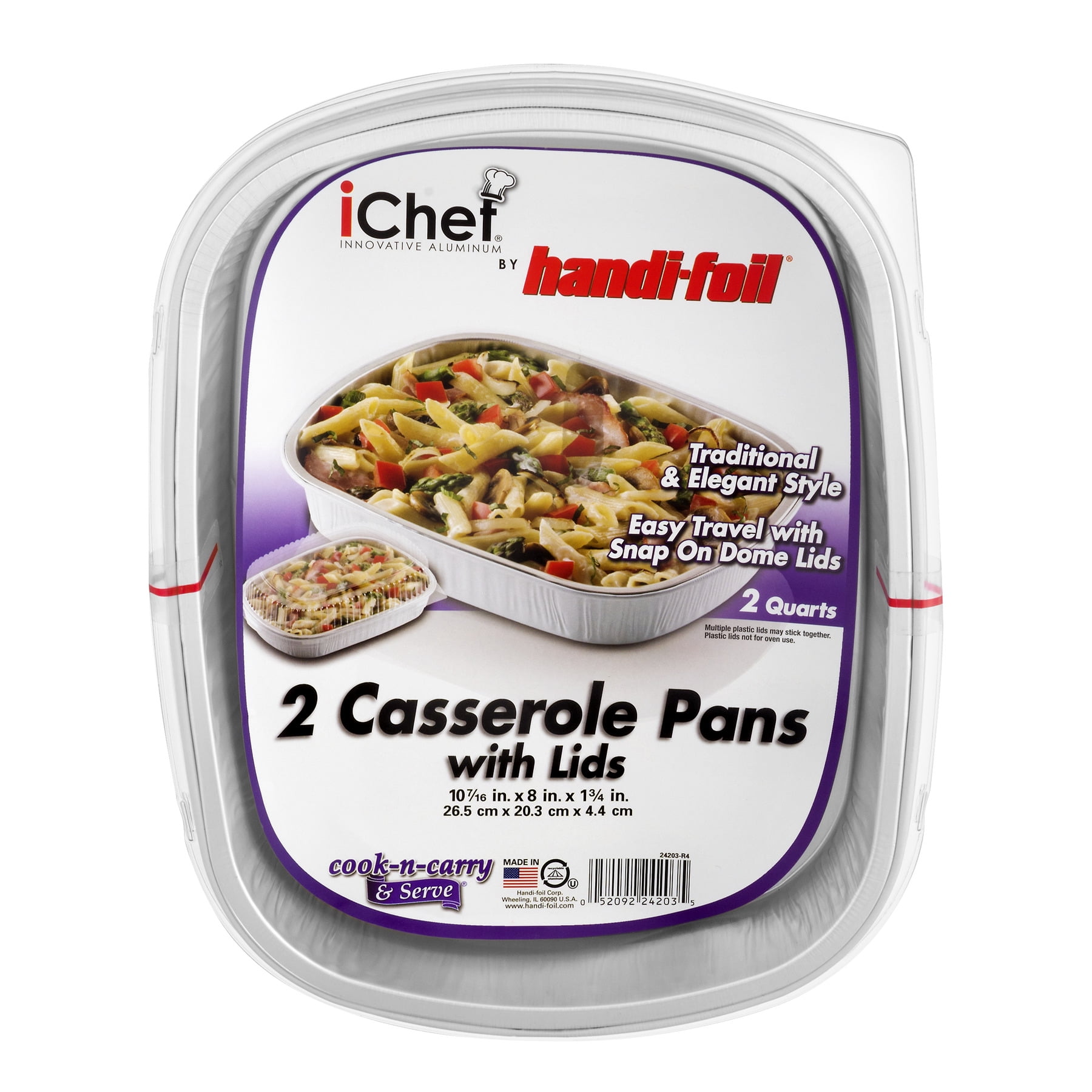 HandiFoil iChef Lidded Casserole Pans with Lids, 2 Piece