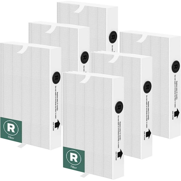 Filtre HEPA de Purificateur d'Air R Remplacement pour Purificateur d'Air HPA100/200/300 et 5000 Séries, 6 Pack Vrai Filtre HEPA Compatible avec le Filtre R de Honeywell (HRF-R3 & HRF-R2 & HRF-R1)