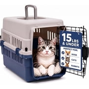 Freepet Hard-Sided Pet Carrier for Cats and Small Dogs, 20" Sturdy Travel Kennel with Secure Wire Door & 360° Ventilation, (Blue/Grey)