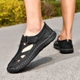 thumbnail image 4 of Men's Stylish Leather Hollow Flat Sandals Non-Slip Closed Round Toe Hook Loop Rubber Sole Shoes Ultra Lightweight Outdoor Casual Walking Slippers,Black 41(US-8.5), 4 of 4