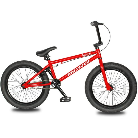 WonderWheels 20" BMX Steel Frame U-brake Three Piece Crank, Sprocket 25T, Driver 9T Sealed Bearing Alloy Rims 36H, Black tire - Red
