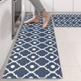 thumbnail image 2 of Kitchen Rugs Sets Of 2,Navy Blue Geometric Quatrefoil Pattern Anti Fatigue Kitchen Mat Rugs Non Slip Washable,Decorative Kitchen Floor Mats for Kitchen,Sink,Laundry,17"X47", 2 of 5