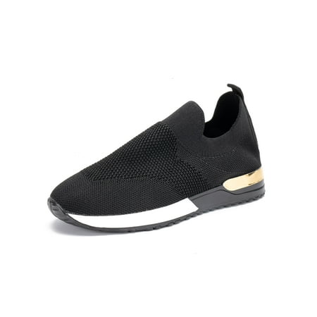 

Tenmix Fashion Sock Sneakers for Women Slip on Shoes Athletic Lightweight Walking Sneakers Black Size 7