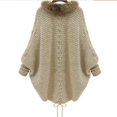thumbnail image 3 of Lovskoo Women's 2023 Winter Fuzzy Batwing Sleeve Cardigan Oversized Faux Fur Knit Cape Shawl Fall Wrap Jacket Sweater Coat Khaki, 3 of 6