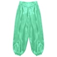 thumbnail image 5 of iiniim Kids Girls Satin Belly Dance Harem Wide Leg Trousers Palazzo Pants Bloomer Dancewear Light Green 8, 5 of 7