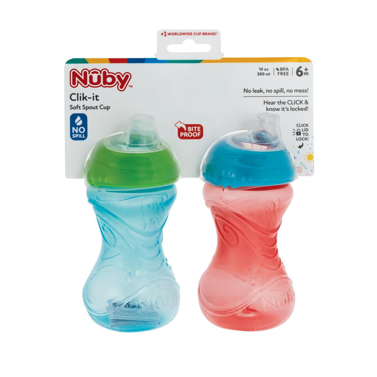Nuby Clik-It Soft Spout Sippy Cup, 10 oz, 2 Pack photo 2