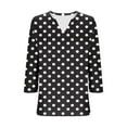thumbnail image 6 of Polka Dot Tops for Women V Neck 3/4 Sleeve Tunic Blouses Dressy Casual Three Quarter Length Sleeve Graphic Tee Shirts, 6 of 6