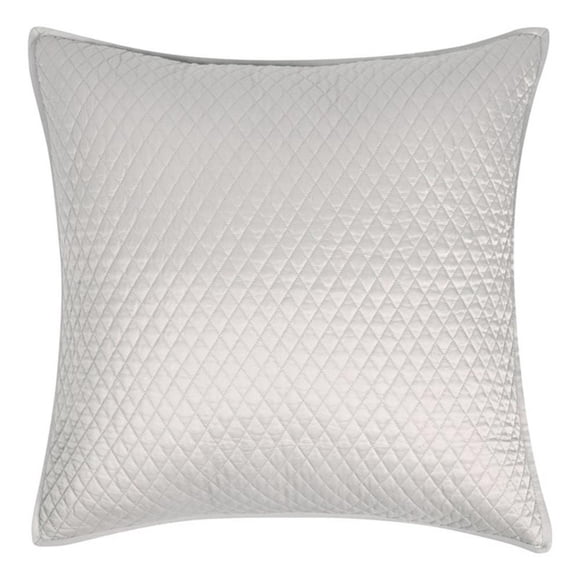 Pemberly Row 26x26" Diamond Matte Poly Sateen Fabric Euro Sham in Gray
