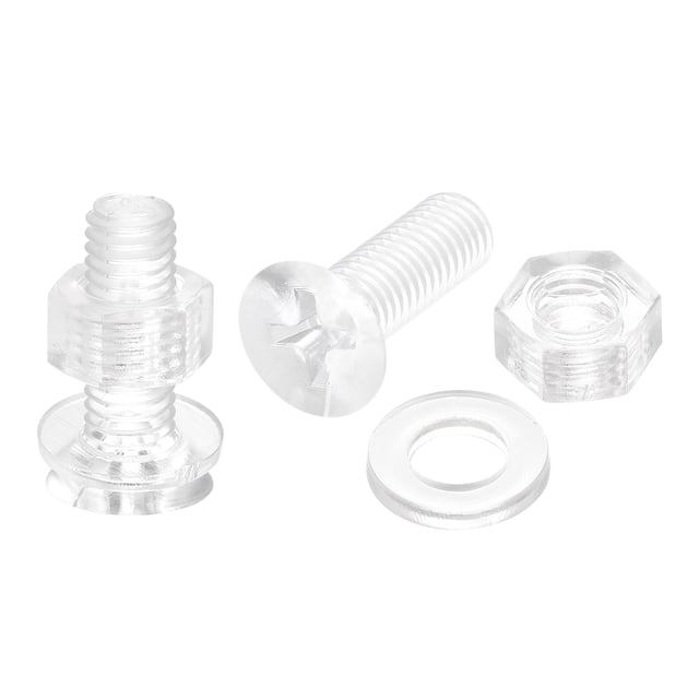 Unique Bargains M5 x 16mm Vis de Machine Phillips en Plastique avec Écrous et Rondelles Plates, Boulons de Machine à Tête Plate PC 20 Ensembles