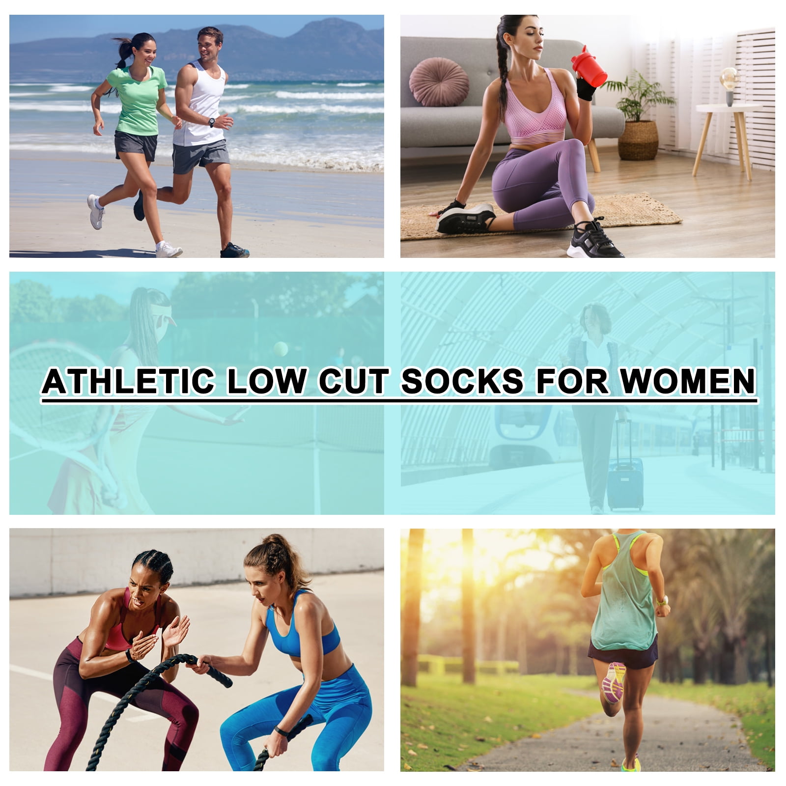 12 Pairs Women Ankle Socks,Lightweight Low Cut Socks for Women Ankle Athletic Sports Running Short Casual Socks White with Tab