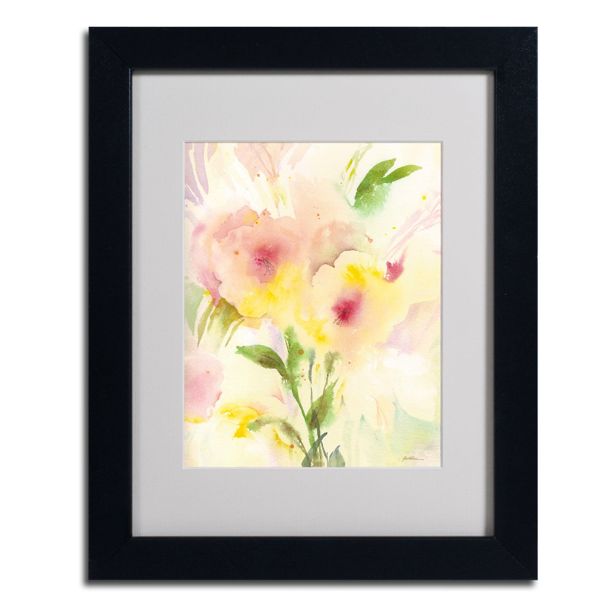 Trademark Fine Art "Two Garden Flowers" Matted Framed Art by Sheila Golden, Wood Frame