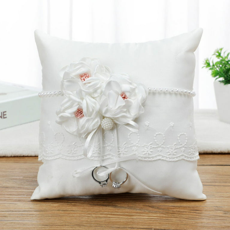 Wedding Ring Bearer Pillow 8x8 Natural Cotton Canvas with Jute Bow