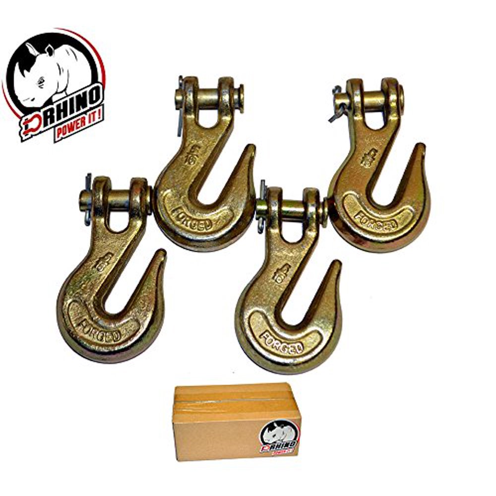 (4) DRhino 5/16" Clevis Grab Hooks G70 Truck Trailer Transport Tow