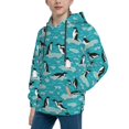 thumbnail image 2 of KLL Unisex Kids Boys Girls Hooded Pocket Pullover Hoodies-Penguins On The Ice In The Sea, 2 of 5