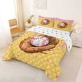 thumbnail image 2 of Castle Fairy Baseball Print King Size Comforter Sets 3pcs, Ice Cream Glove Pattern Comforters King Size, Brown Pink,1 Comforter and 2 Pillowcases, 2 of 6