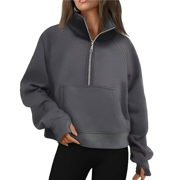 BAODANN Autumn And Winter New Women's Sports Half Zip Yoga Wear Loose Stand Up Collar Fall Sweatshirts Women Zip Jacket Blank Sweatshirts Women Women Hoodies with Zipper Hoodies Female