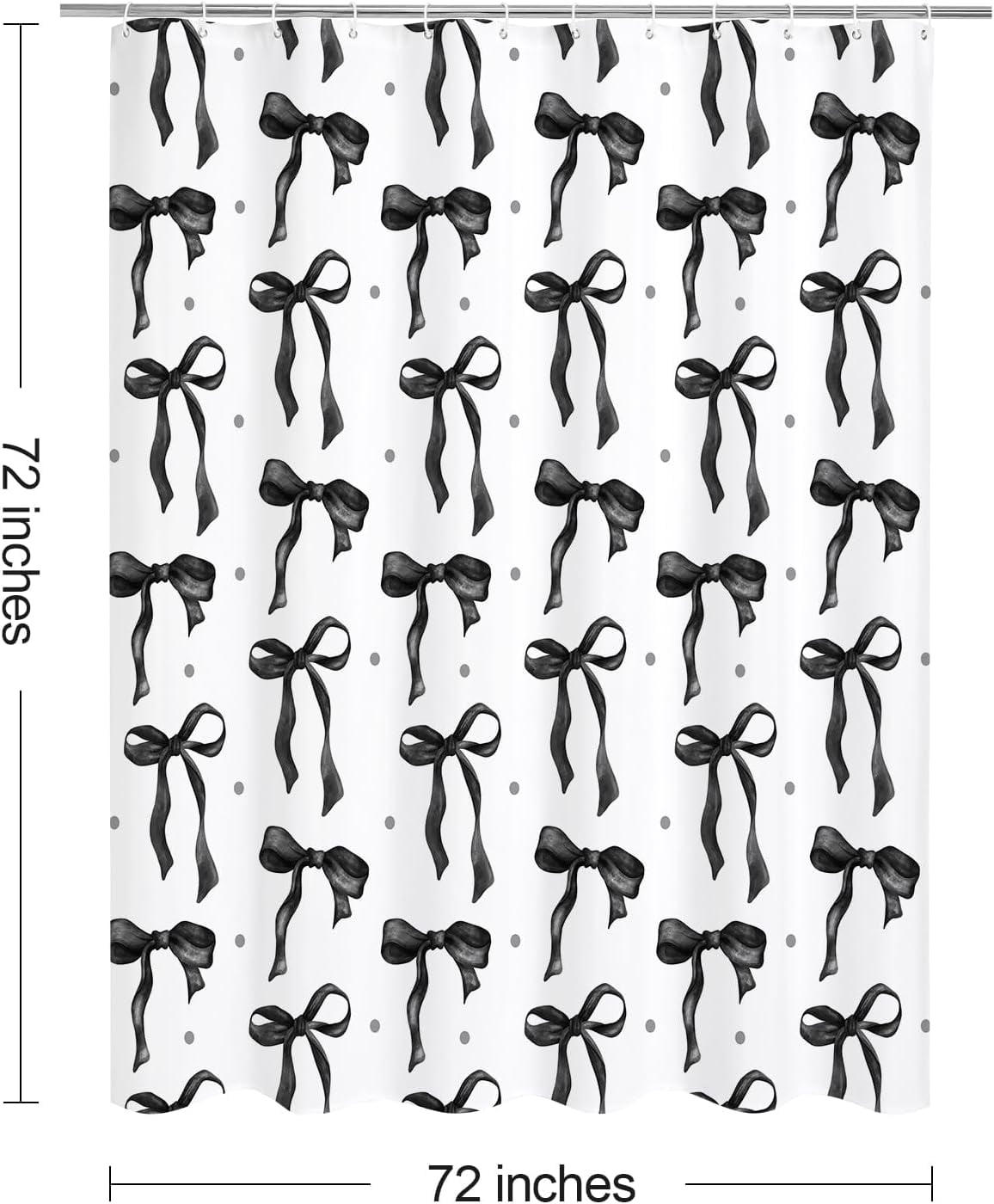 Cute Bow Shower Curtain, Black Aesthetic Bowknot Shower Curtain for Bathroom, Modern Minimalist White Waterproof Fabric Shower Curtain Set
