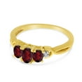 thumbnail image 3 of 14k Yellow Gold Oval Garnet And Diamond Three Stone Ring, 3 of 6