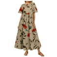 thumbnail image 1 of NECHOLOGY Summer Dresses for Women Plus Size Short Floral Printed High Sleeve Long Dress Waist Loose Casual Women's Women's Dress Yellow M, 1 of 5