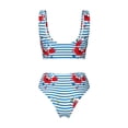 thumbnail image 6 of Rocae Red Funny Crab on Blue Stripe for Bikini Set for Women Two Piece Sexy High Swimsuits Split Crossover Bikini Large, 6 of 9