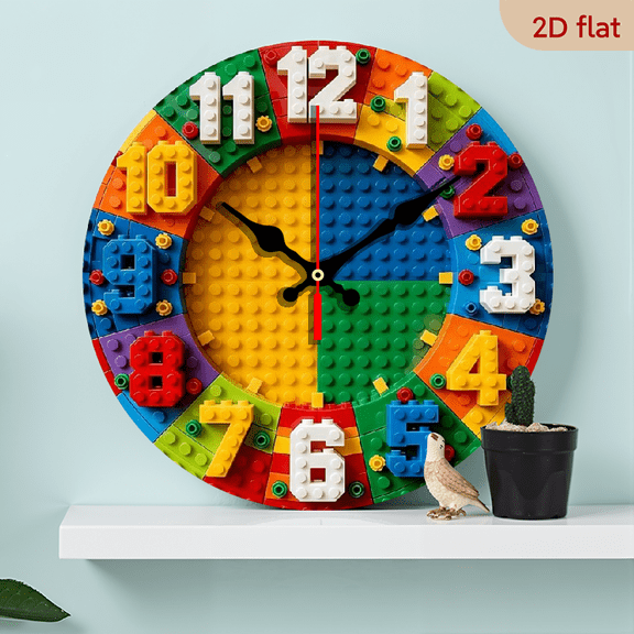 10-inch 2D flat "Colorful Building Number" theme wooden silent wall clock. It is an excellent choice for Halloween/Easter/Christmas gifts and is suitable for modern home decoration art.