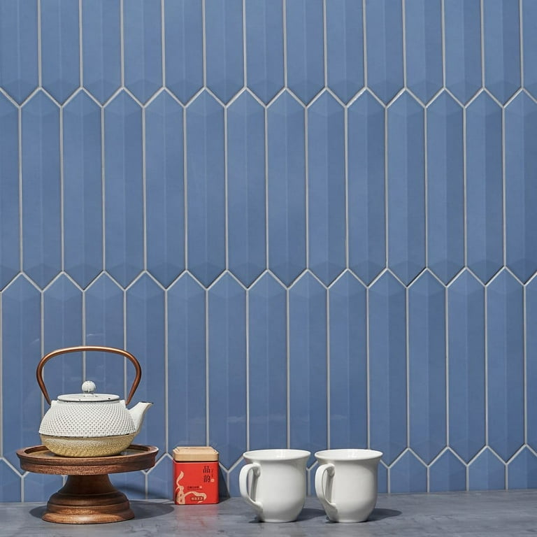 Lois 3D Blue Polished 2.6 in. x 13 in. Elongated Hex Ceramic Wall Tile (9.04 sq. ft./ Case) Lois 3D Blue Polished 2.6 in. x 13 in. Elongated Hex Ceramic Wall Tile (9.04 sq. ft./ Case)