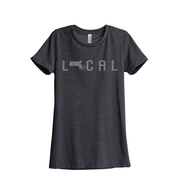 Thread Tank Local Massachusetts State Women's Relaxed Crewneck T-Shirt Tee Charcoal Medium