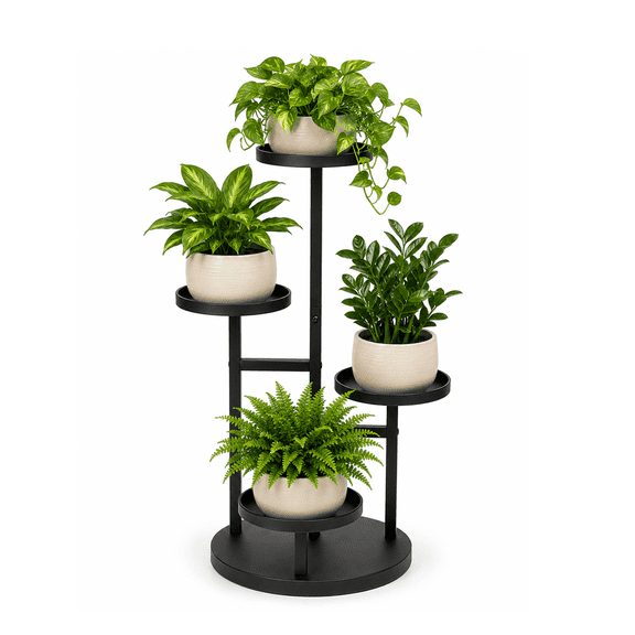 Bamworld Plant Stand Indoor Outdoor, Corner Metal Flower Pot Stands for Multiple Plants, 4 Tier Heavy Duty Plant Shelf for Patio Garden Balcony Living Room Bedroom