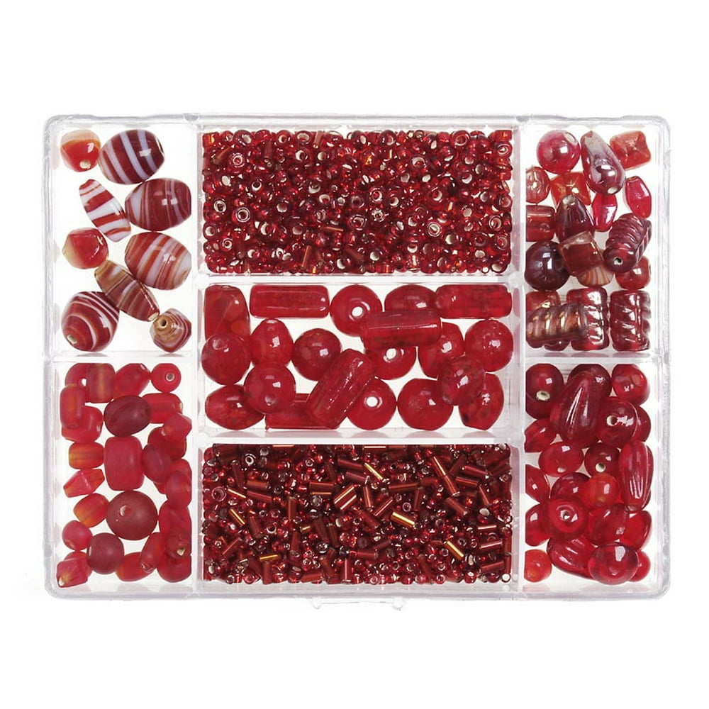 Red Glass Beads Value Pack Bead Box