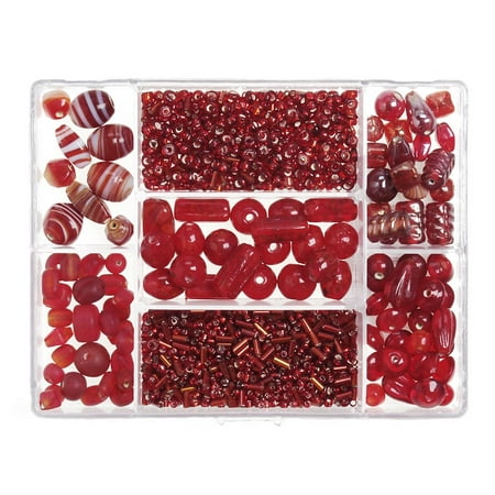 Red Sponge Coral Beads - Red Glass Beads: Value Pack Bead Box