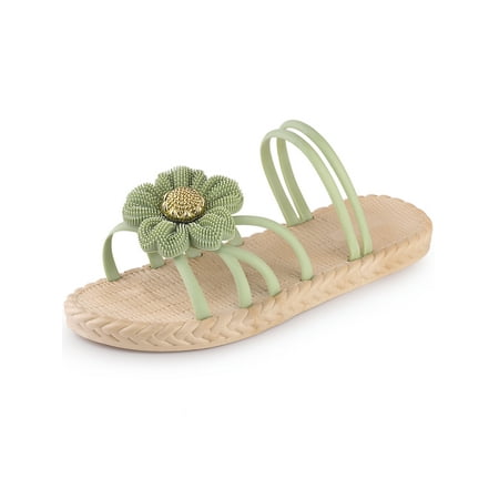 

Allegra K Women s Floral Sandals Slip on Open Toe Flats Sandals