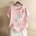 thumbnail image 2 of Camisas de Manga Corta para las Mujeres, Blusa de Botón de Impresión Casual con Cuello Redondo Hecha de Tela Suave Transpirable para Verano Primavera, Blusas de Manga Corta para las Mujeres, 2 of 4