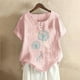 thumbnail image 2 of Camisas de Manga Corta para las Mujeres, Blusa de Botón de Impresión Casual con Cuello Redondo Hecha de Tela Suave Transpirable para Verano Primavera, Blusas de Manga Corta para las Mujeres, 2 of 4