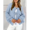 thumbnail image 4 of Suéter PRETTYGARDEN con Lazo Frontal, Tejido Grueso, Talle XL, Azul Celeste, 4 of 8