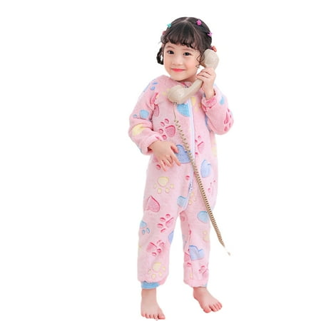 

Esaierrr Baby Toddler Boys Girls Fleece Jumpsuit Cartoon Printing Long Sleeve Flannel Onesies Outwear 6M-2Y Toddler One-Piece Clothes