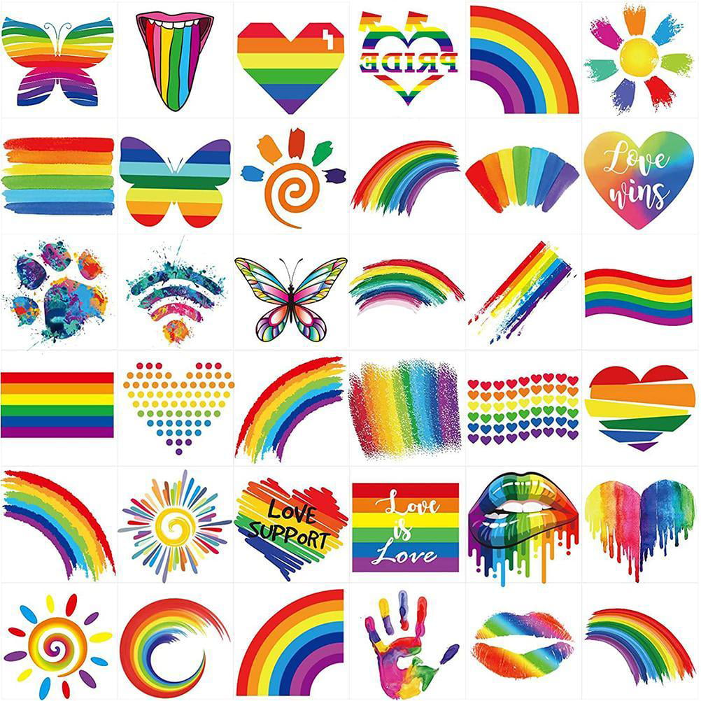 Amazoncom  Tazimi 40 Sheets Rainbow Temporary Tattoos Gay Pride tattoosFlowerButterflyHeartlips  Rainbow Flag Tattoo Stickers for Kids Adults  Beauty  Personal Care