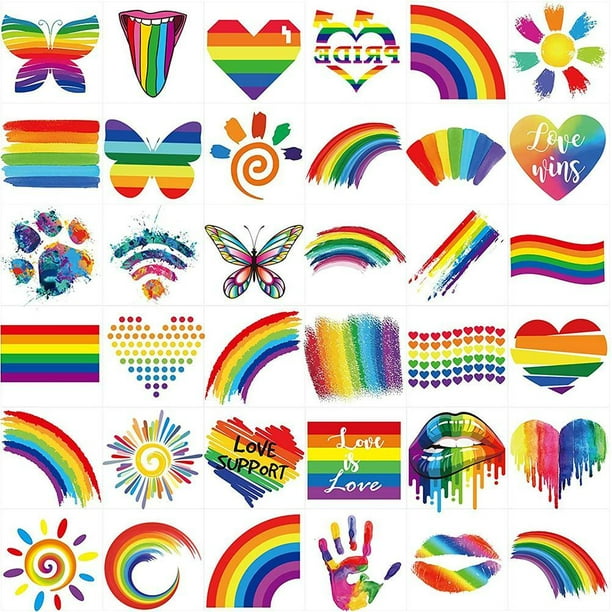 36 Sheets Pride Tattoos Stickers Lgbt Rainbow Temporary Tattoos Waterproof Rainbow Flag Tattoo 6677