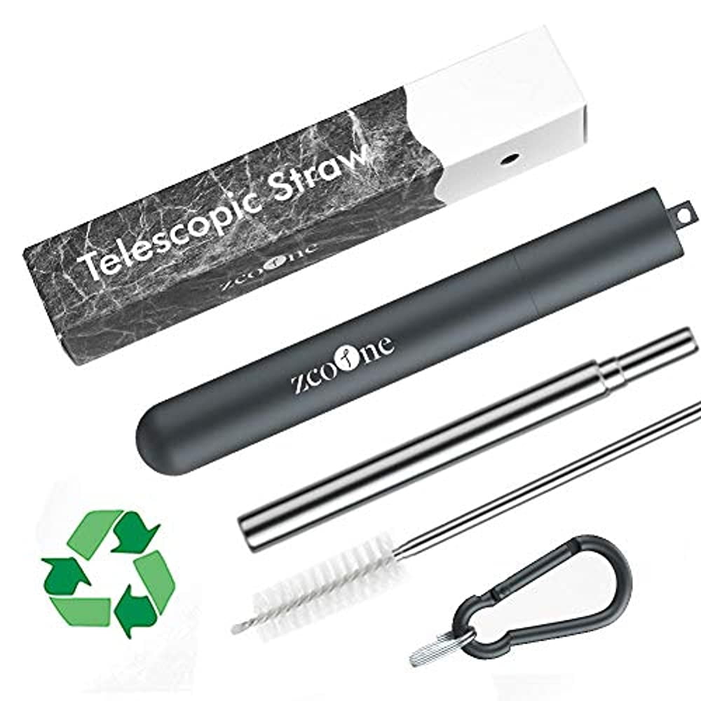 Telescopic Outdoor Straw Travel Portable Stainless Steel Reusable Drinking Set 