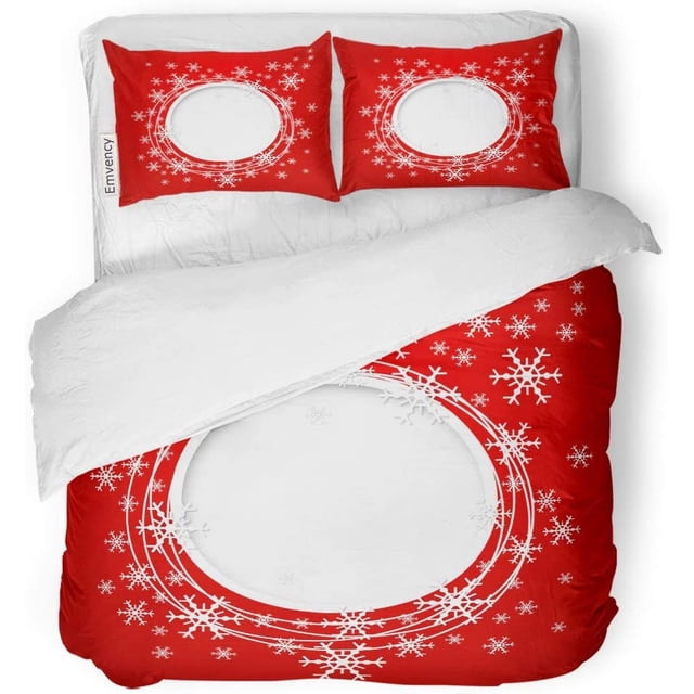 Juego de Ropa de Cama de 3 Piezas ABPHQTO Copos de Nieve Navideños Rojo Blanco Twin Size