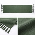 thumbnail image 5 of Sm:)e Dark Green Tassel Table Runner, 13x36 Inches, Boho Linen Blend Rustic Farmhouse Style, Holiday Wedding Party Kitchen Table Decor, 5 of 7