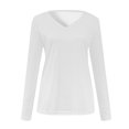 thumbnail image 5 of TKLPEHG Womens Blouse V-Neck Basic Tops Fashion Casual Lightweight Fall Tops Solid Color Long Sleeve T Shirt Comfy Loose Pullover (White,XL), 5 of 5