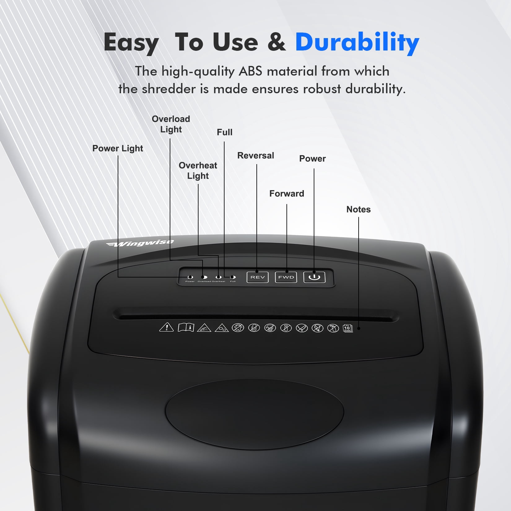 Wingwise Paper Shredder, 10 Sheets P5 Cross Cut Shredder, 7.9 Gallon Bin, CD/Credit Card Shredder , Home & Office Use