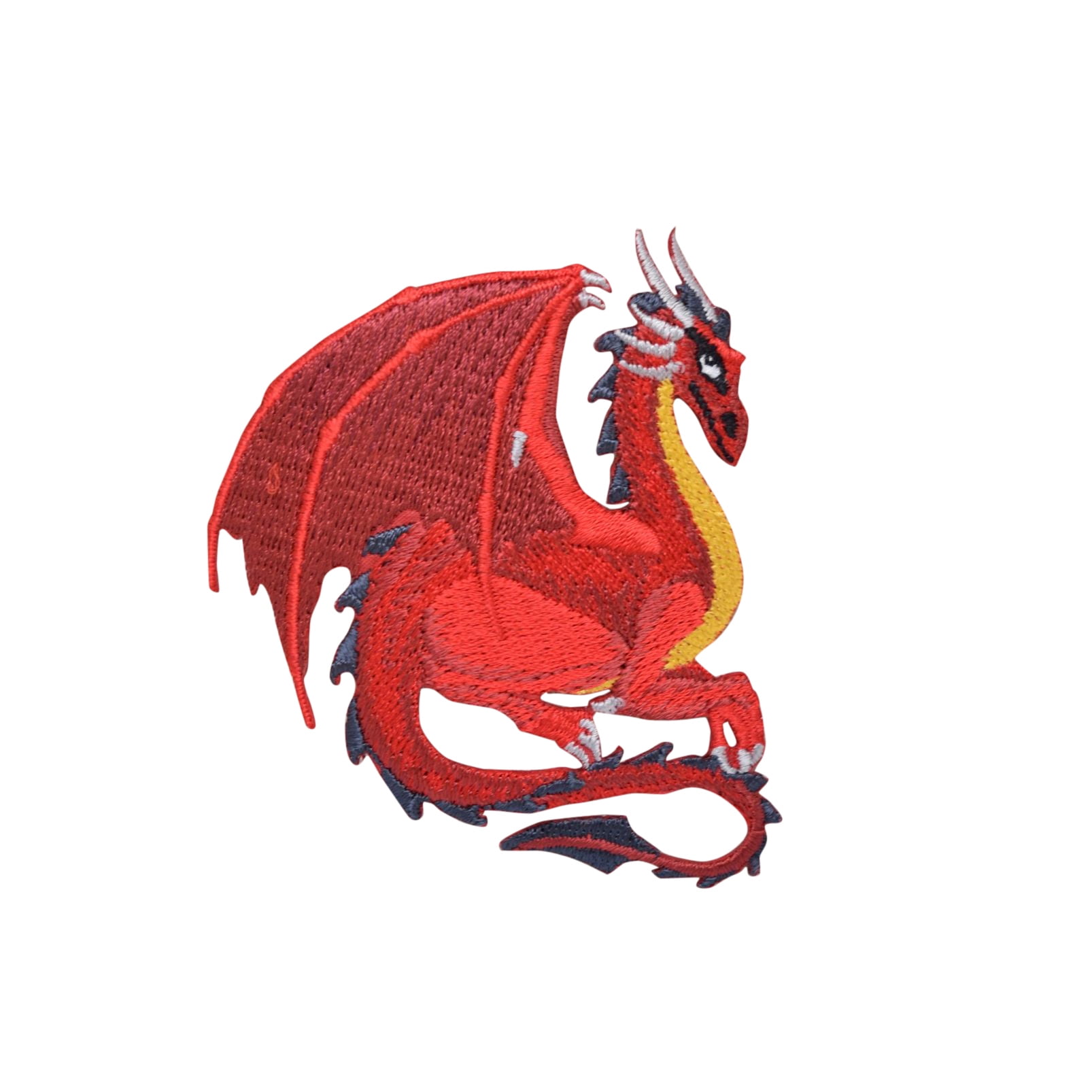 Iron on Applique//Embroidered Patch Small Chinese Dragon Facing LEFT Red//Black