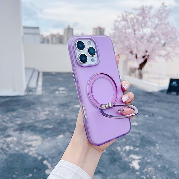 Designed for iPhone 13 Pro Magnetic Phone Case,Built-in Invisible Ring Kickstand,Translucent Matte Frosted Back,Shockproof Anti-Drop Protection Rugged Ultra Slim Phone Case,Purple